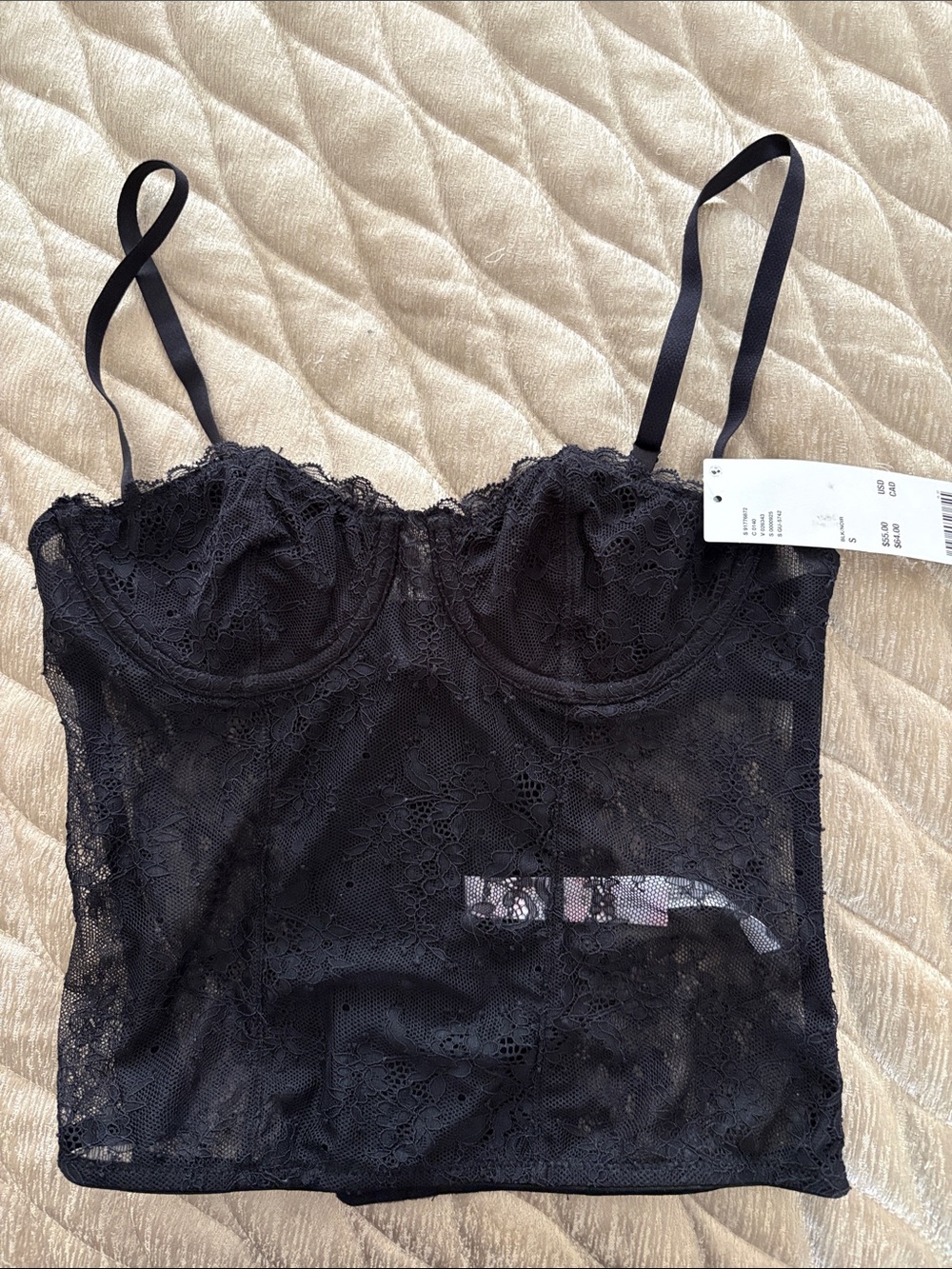 Urban Outfitters Black Lace Bustier Bralette